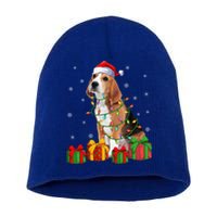 Beagle Dog Xmas Lighting Santa Hat Beagle Christmas Gift Short Acrylic Beanie