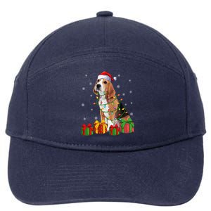 Beagle Dog Xmas Lighting Santa Hat Beagle Christmas Gift 7-Panel Snapback Hat