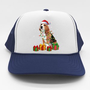 Beagle Dog Xmas Lighting Santa Hat Beagle Christmas Gift Trucker Hat