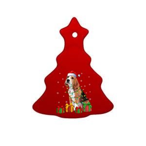 Beagle Dog Xmas Lighting Santa Hat Beagle Christmas Gift Ceramic Tree Ornament