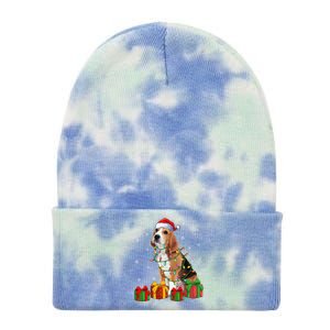 Beagle Dog Xmas Lighting Santa Hat Beagle Christmas Gift Tie Dye 12in Knit Beanie