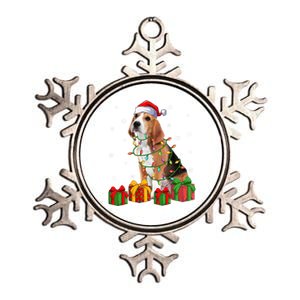 Beagle Dog Xmas Lighting Santa Hat Beagle Christmas Gift Metallic Star Ornament