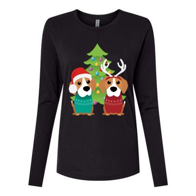 Beagle Dog Xmas Funny And Cute Beagles Christmas Design Gift Womens Cotton Relaxed Long Sleeve T-Shirt