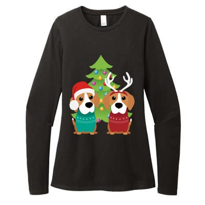 Beagle Dog Xmas Funny And Cute Beagles Christmas Design Gift Womens CVC Long Sleeve Shirt