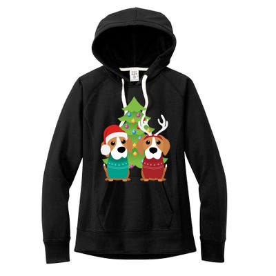 Beagle Dog Xmas Funny And Cute Beagles Christmas Design Gift Women's Fleece Hoodie