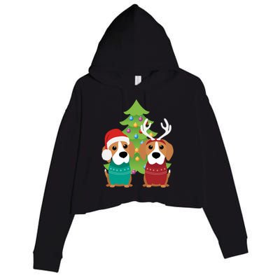 Beagle Dog Xmas Funny And Cute Beagles Christmas Design Gift Crop Fleece Hoodie