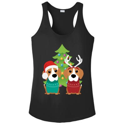 Beagle Dog Xmas Funny And Cute Beagles Christmas Design Gift Ladies PosiCharge Competitor Racerback Tank