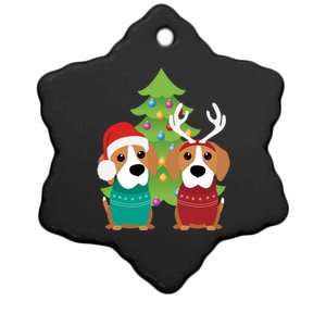 Beagle Dog Xmas Funny And Cute Beagles Christmas Design Gift Ceramic Star Ornament