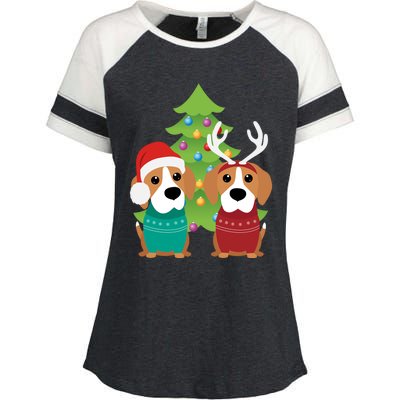 Beagle Dog Xmas Funny And Cute Beagles Christmas Design Gift Enza Ladies Jersey Colorblock Tee