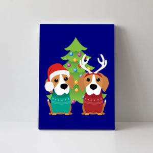 Beagle Dog Xmas Funny And Cute Beagles Christmas Design Gift Canvas