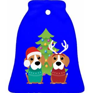 Beagle Dog Xmas Funny And Cute Beagles Christmas Design Gift Ceramic Bell Ornament