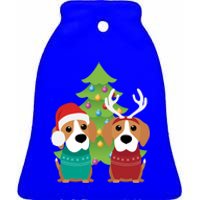 Beagle Dog Xmas Funny And Cute Beagles Christmas Design Gift Ceramic Bell Ornament