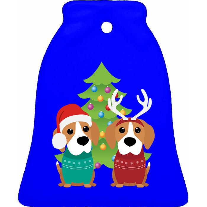 Beagle Dog Xmas Funny And Cute Beagles Christmas Design Gift Ceramic Bell Ornament