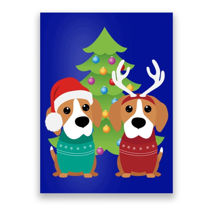 Beagle Dog Xmas Funny And Cute Beagles Christmas Design Gift Poster