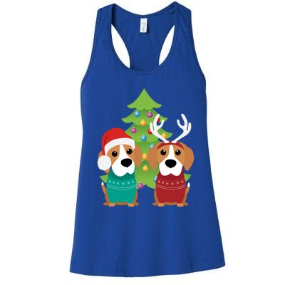 Beagle Dog Xmas Funny And Cute Beagles Christmas Design Gift Women's Racerback Tank