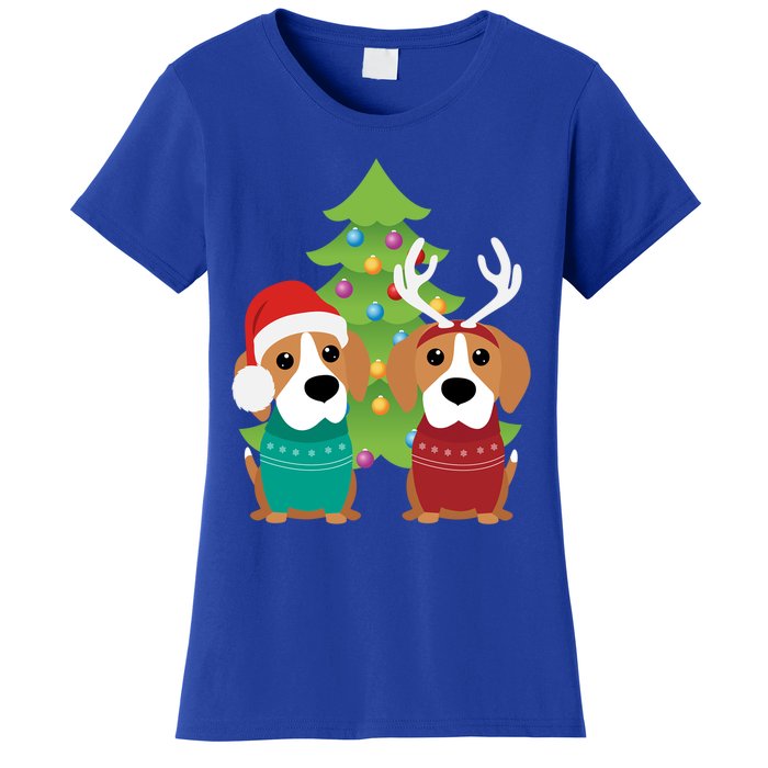 Beagle Dog Xmas Funny And Cute Beagles Christmas Design Gift Women's T-Shirt