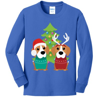 Beagle Dog Xmas Funny And Cute Beagles Christmas Design Gift Kids Long Sleeve Shirt