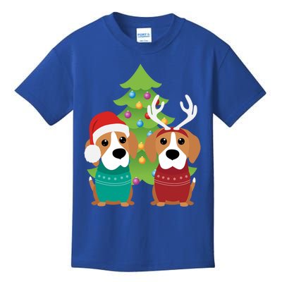 Beagle Dog Xmas Funny And Cute Beagles Christmas Design Gift Kids T-Shirt