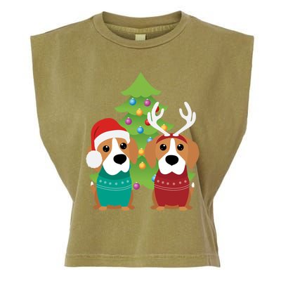 Beagle Dog Xmas Funny And Cute Beagles Christmas Design Gift Garment-Dyed Women's Muscle Tee