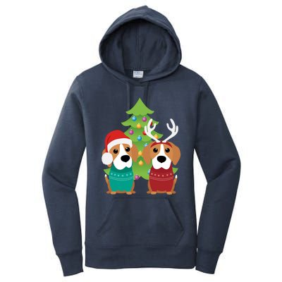 Beagle Dog Xmas Funny And Cute Beagles Christmas Design Gift Women's Pullover Hoodie