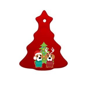 Beagle Dog Xmas Funny And Cute Beagles Christmas Design Gift Ceramic Tree Ornament