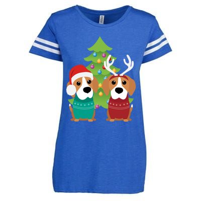 Beagle Dog Xmas Funny And Cute Beagles Christmas Design Gift Enza Ladies Jersey Football T-Shirt