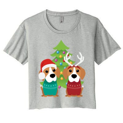 Beagle Dog Xmas Funny And Cute Beagles Christmas Design Gift Women's Crop Top Tee