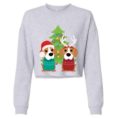 Beagle Dog Xmas Funny And Cute Beagles Christmas Design Gift Cropped Pullover Crew