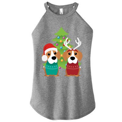 Beagle Dog Xmas Funny And Cute Beagles Christmas Design Gift Women's Perfect Tri Rocker Tank