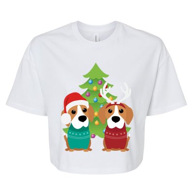 Beagle Dog Xmas Funny And Cute Beagles Christmas Design Gift Bella+Canvas Jersey Crop Tee