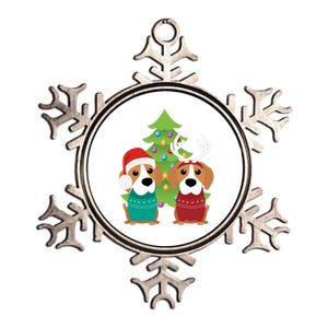 Beagle Dog Xmas Funny And Cute Beagles Christmas Design Gift Metallic Star Ornament