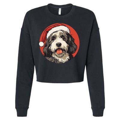 Bernedoodle Dog Xmas Doodle Dood Cute Christmas Bernedoodle Gift Cropped Pullover Crew
