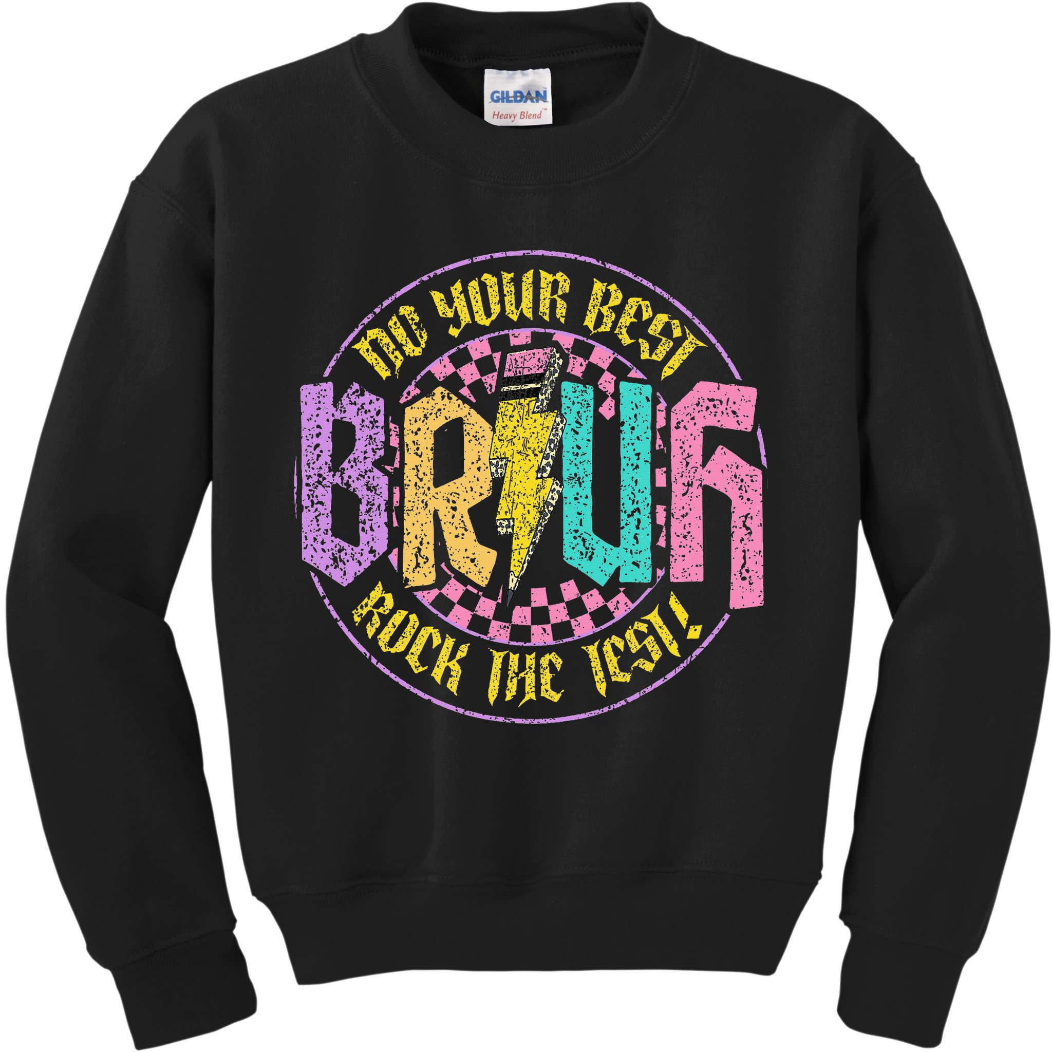 Bruh Do Your Best Rock The Test Day Teacher Student Funny Kids Sweatshirt