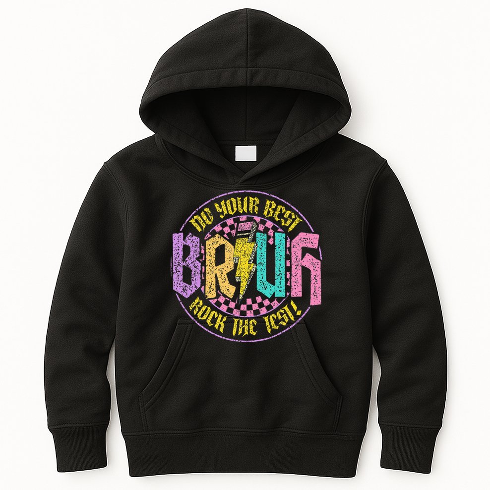 Bruh Do Your Best Rock The Test Day Teacher Student Funny Kids Hoodie