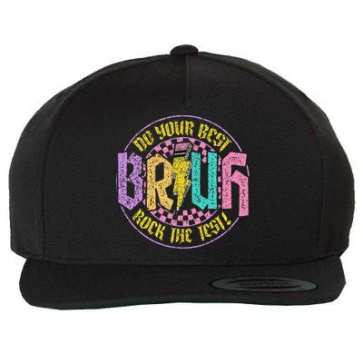 Bruh Do Your Best Rock The Test Day Teacher Student Funny Wool Snapback Cap