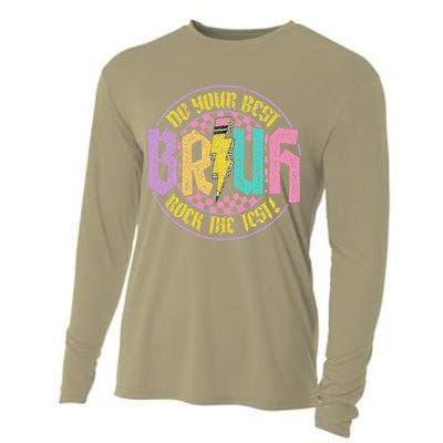 Bruh Do Your Best Rock The Test Day Teacher Student Funny Cooling Performance Long Sleeve Crew