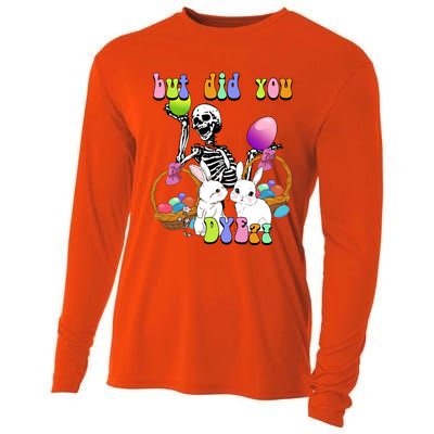 But Did You Dye Funny Skeleton Holds Egg Happy Easter Rabbit Gift Cooling Performance Long Sleeve Crew