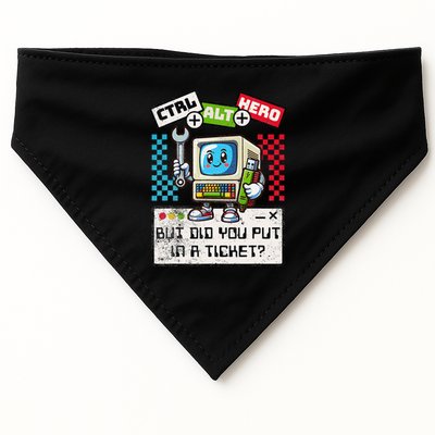But Did You Put In A Ticket Pc Tech Pun Computer It Support USA-Made Doggie Bandana