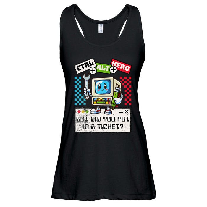 But Did You Put In A Ticket Pc Tech Pun Computer It Support Ladies Essential Flowy Tank