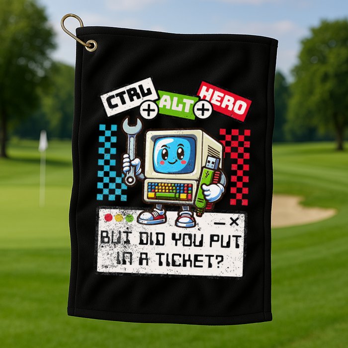But Did You Put In A Ticket Pc Tech Pun Computer It Support Golf Towel