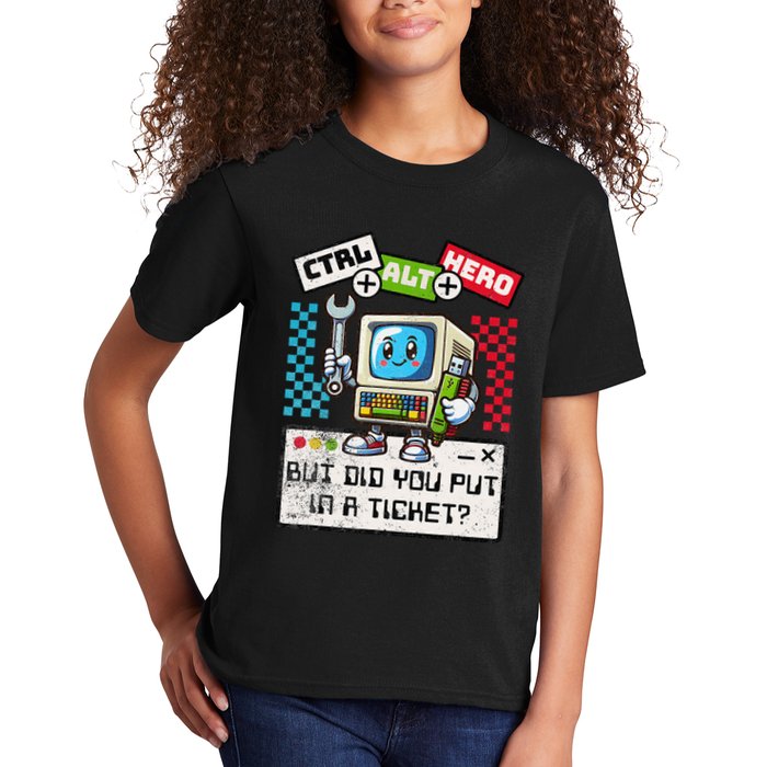 But Did You Put In A Ticket Pc Tech Pun Computer It Support Kids T-Shirt
