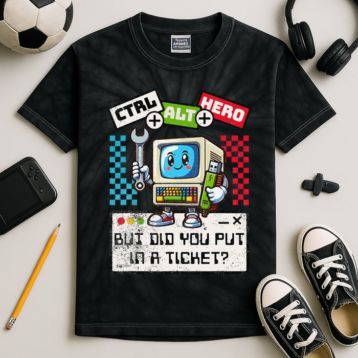 But Did You Put In A Ticket Pc Tech Pun Computer It Support Kids Tie-Dye T-Shirt