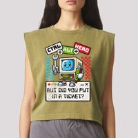 But Did You Put In A Ticket Pc Tech Pun Computer It Support Garment-Dyed Women's Muscle Tee