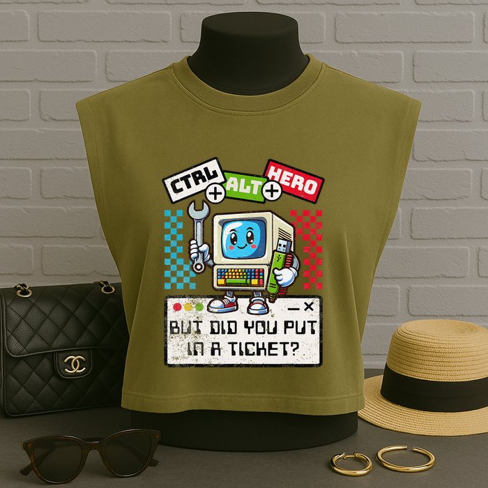 But Did You Put In A Ticket Pc Tech Pun Computer It Support Garment-Dyed Women's Muscle Tee