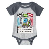 But Did You Put In A Ticket Pc Tech Pun Computer It Support Infant Baby Jersey Bodysuit