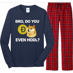 Bro Do You Even Hodl Funny Doge Coin Crypto Long Sleeve Pajama Set