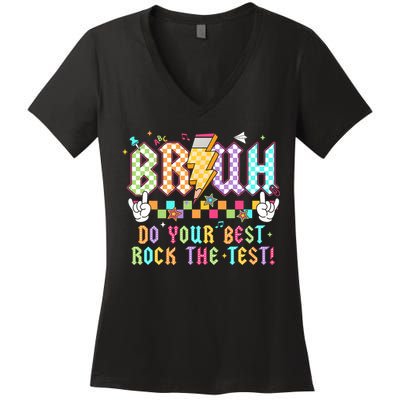 Bruh Do Your Best Rock The Test Day Teacher Student ABCD T Women's V-Neck T-Shirt