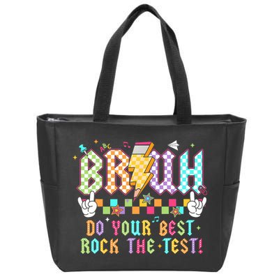 Bruh Do Your Best Rock The Test Day Teacher Student ABCD T Zip Tote Bag