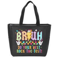 Bruh Do Your Best Rock The Test Day Teacher Student ABCD T Zip Tote Bag