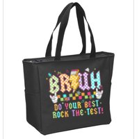 Bruh Do Your Best Rock The Test Day Teacher Student ABCD T Zip Tote Bag